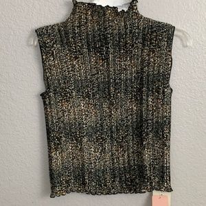 E.K. Designs Sleeveless Animal Leopard Shell Sz L
